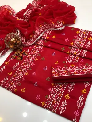 3 Pcs Women's Unstitched Embroidered Suit thumbnail 2