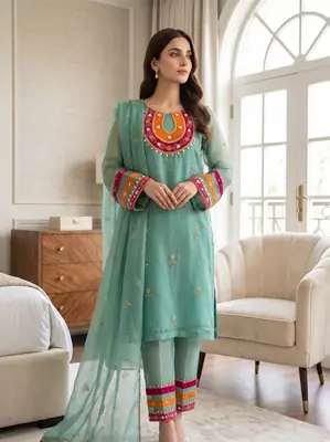 3 Pcs Women's Unstitched Embroidered Suit