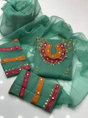 3 Pcs Women's Unstitched Embroidered Suit thumbnail 2