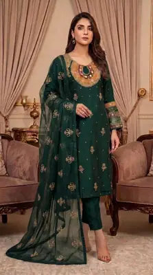 3 Pcs Women's Unstitched Embroidered Suit