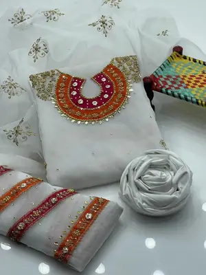 3 Pcs Women's Unstitched Embroidered Suit thumbnail 2