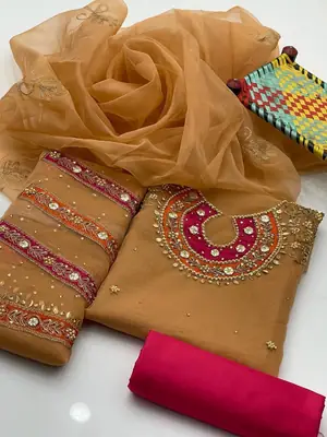 3 Pcs Women's Unstitched Embroidered Suit thumbnail 2