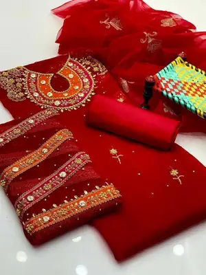 3 Pcs Women's Unstitched Embroidered Suit thumbnail 2