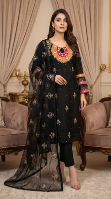 3 Pcs Women's Unstitched Embroidered Suit