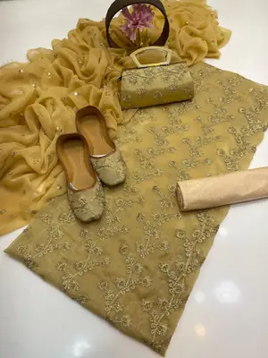 3 Pcs Women's Unstitched Embroidered Suit thumbnail 2