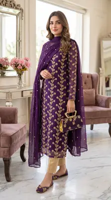 3 Pcs Women's Unstitched Embroidered Suit