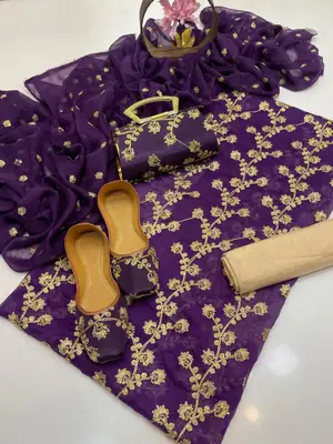 3 Pcs Women's Unstitched Embroidered Suit thumbnail 2