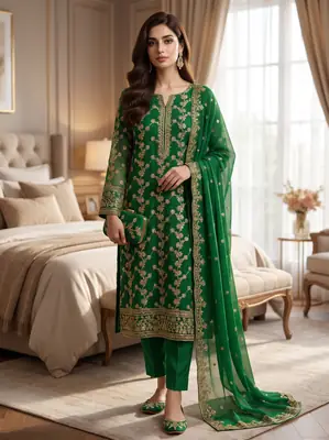 3 Pcs Women's Unstitched Embroidered Suit