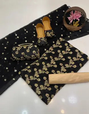 3 Pcs Women's Unstitched Embroidered Suit thumbnail 2