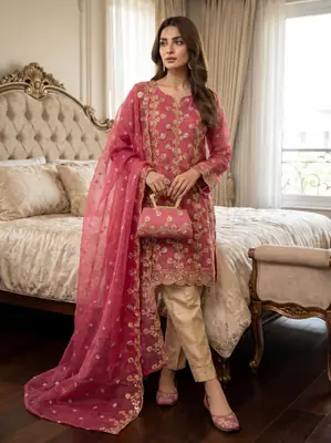 3 Pcs Women's Unstitched Embroidered Suit