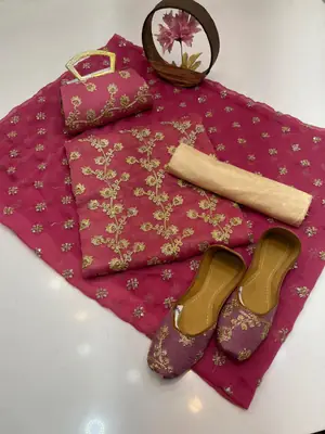 3 Pcs Women's Unstitched Embroidered Suit thumbnail 2