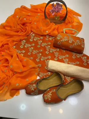 3 Pcs Women's Unstitched Embroidered Suit thumbnail 2
