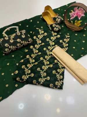 3 Pcs Women's Unstitched Embroidered Suit thumbnail 2