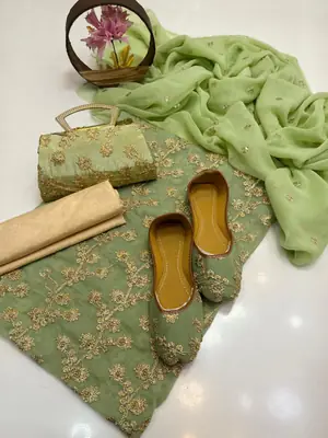 3 Pcs Women's Unstitched Embroidered Suit thumbnail 2