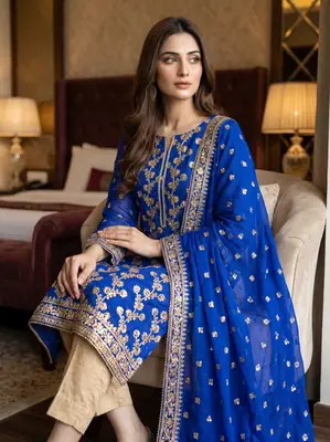 3 Pcs Women's Unstitched Embroidered Suit