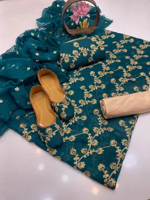 3 Pcs Women's Unstitched Embroidered Suit thumbnail 2
