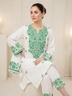2 Pcs Women's Unstitched Embroidered Suit