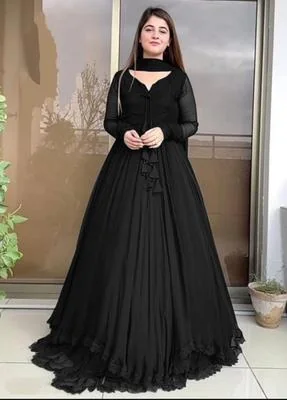 Black Chiffon 3-Piece Maxi Suit for Women