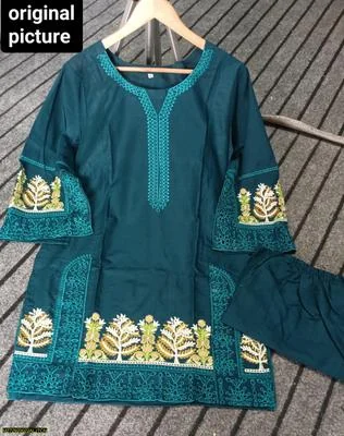 2 Pcs Women's Stitched Lawn Embroidered Shirt And Trouser thumbnail 4
