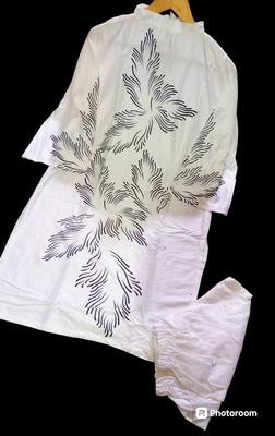 2 Pcs Women's Stitched Linen Printed Shirt And Trouser