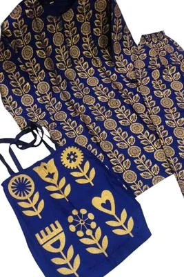 2 Pcs Women's Stitched Linen Printed Shirt And Trouser thumbnail 3