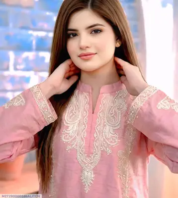 2 Pcs Women's Stitched Lawn Embroidered Shirt And Trouser