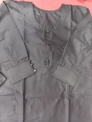 2 Pcs Women's Stitched Lawn Plain Shirt And Trouser thumbnail 5