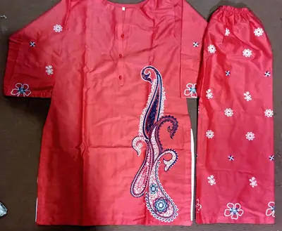 2 Pcs Women's Stitched Lawn Embroidered Shirt And Trouser thumbnail 2