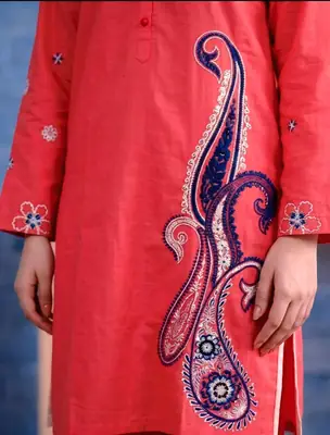 2 Pcs Women's Stitched Lawn Embroidered Shirt And Trouser thumbnail 4