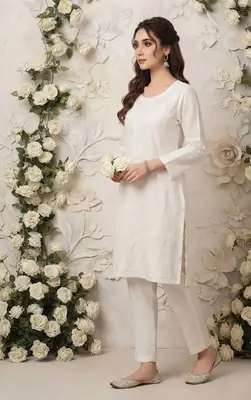2 Pcs Women's Stitched Cotton Embroidered Shirt And Trouser thumbnail 4