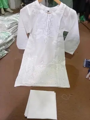 2 Pcs Girl's Cotton Embroidered Kurta And Pajama thumbnail 3