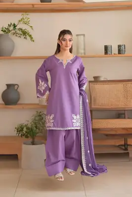 3 Pcs Women's Stitched Lawn Embroidered Suit