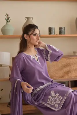 3 Pcs Women's Stitched Lawn Embroidered Suit thumbnail 2