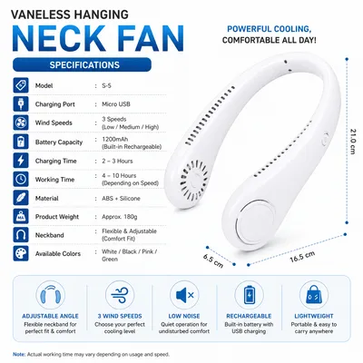 Portable Bladeless Rechargeable Neck Fan thumbnail 4