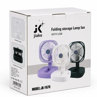 Rechargeable Foldable Storage Fan with LED Light – USB Charging Portable Desk Fan 3 Speed Adjustable thumbnail 6