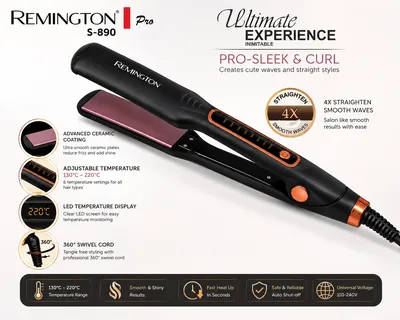 Remington Pro S-890 Hair Straightener & Curler Ceramic Coated Plates thumbnail 3