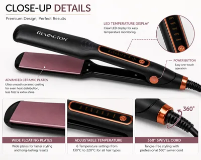 Remington Pro S-890 Hair Straightener & Curler Ceramic Coated Plates thumbnail 6