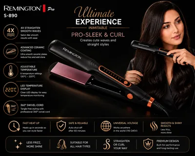 Remington Pro S-890 Hair Straightener & Curler Ceramic Coated Plates thumbnail 9