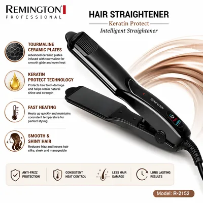 Keratin Protect Hair Straightener Tourmaline Ceramic Plates Model R-2152 thumbnail 3