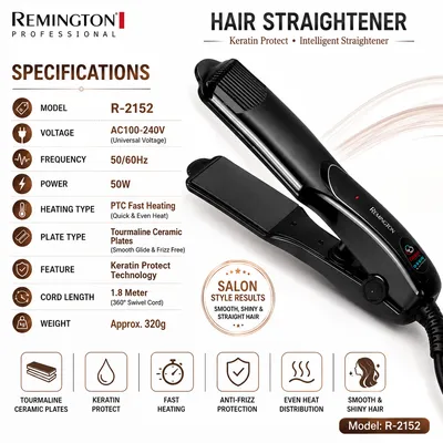 Keratin Protect Hair Straightener Tourmaline Ceramic Plates Model R-2152 thumbnail 5
