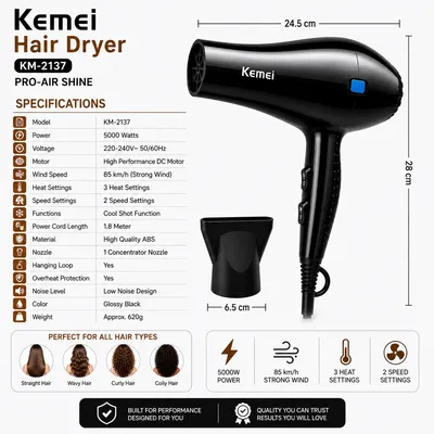 Professional Hair Dryer KM-2137 thumbnail 4