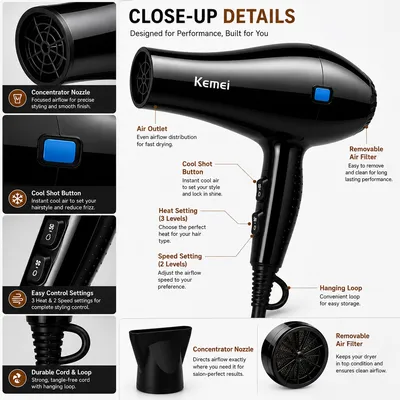 Professional Hair Dryer KM-2137 thumbnail 6