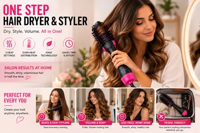 Professional Ionic Hair Dryer & Styler Brush thumbnail 8