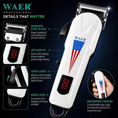 WAER WA-2092 Professional Rechargeable Hair Clipper with LED Display thumbnail 6