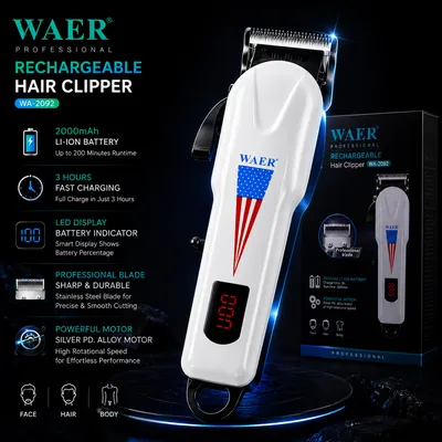 WAER WA-2092 Professional Rechargeable Hair Clipper with LED Display thumbnail 9