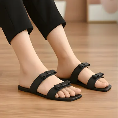 Black Bowtie Women's Casual Sandals Size 36-41 thumbnail 2