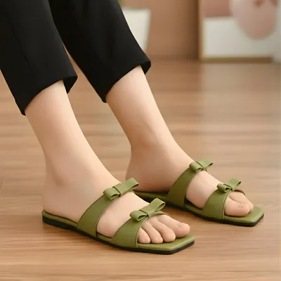 Green Bowtie Women's Casual Flat Sandals Size 36-41 thumbnail 2