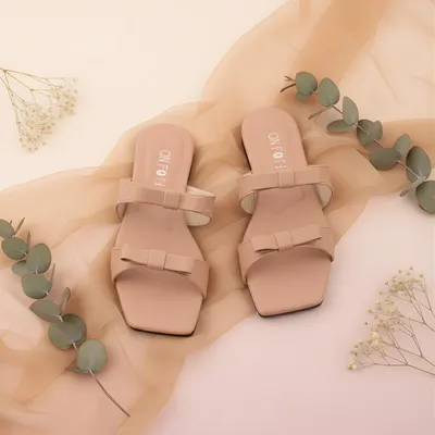 Pink Bowtie Sandals for Women Comfortable Heels thumbnail 3
