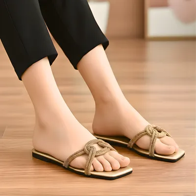 Golden Grace Knot Women's Flat Sandals Size 36-41 thumbnail 2