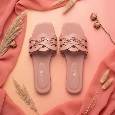 Pink Ruby Chain Cross Slides for Women thumbnail 3